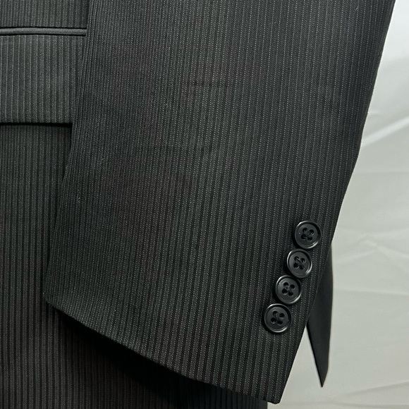 Men's Blair Underwood Black Tonal Stripe 2-Button 50R Blazer 46x27 Pants Suit - Picture 4 of 10